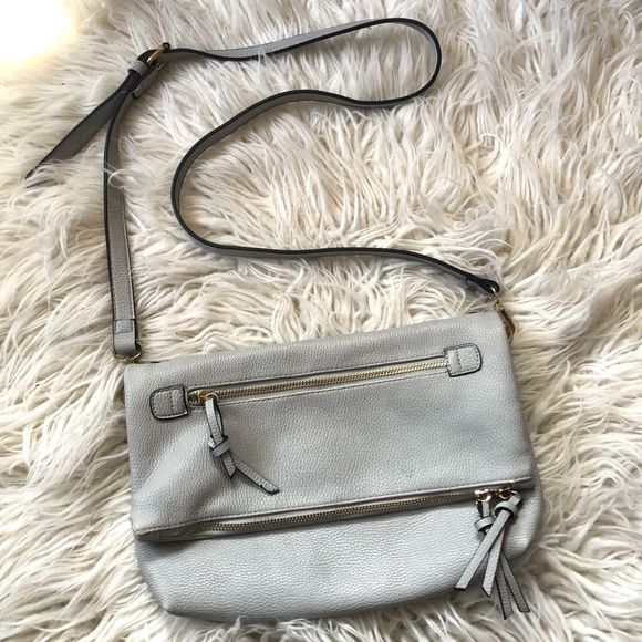 wildarrow Handbags - Grey Pebble Vegan Leather Foldover Crossbody Purse